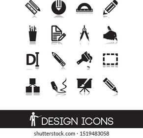Drawing objects and design icons.