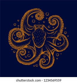 Drawing octopus for boxing of seafood
