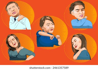 drawing of an office worker who appears to be in pain and discomfort, possibly suffering from office syndrome