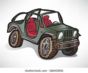 drawing off-road vehicle jeep khaki