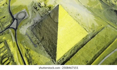 Drawing with oil paints. A painting depicting an Egypt landscape. A drawing for interior decoration. Artwork on canvas.