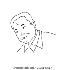 Drawing of an old man, minimalist lines.