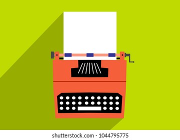 Drawing of an old nice typewriter with white folio