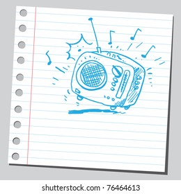 Drawing of an old retro radio