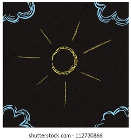 Drawing on asphalt seamless pattern. Sun and clouds. Eps 10 vector