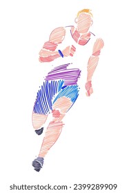 Drawing on Athletics represented in the figure of the male runner made of brush strokes