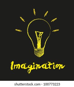 Drawing on bulb isolated on black