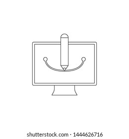 Drawing on the computer colored icon. Element of programming for mobile concept and web apps icon. Outline, thin line icon for website design and development, app development