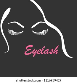 Drawing on dark background with silhouette of eyes. Eyelash abstraction vector