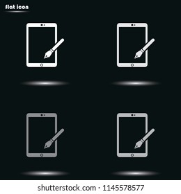 Drawing on a graphic tablet flat grayscale vector icon.