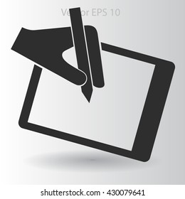 Drawing on a graphic tablet hand vector