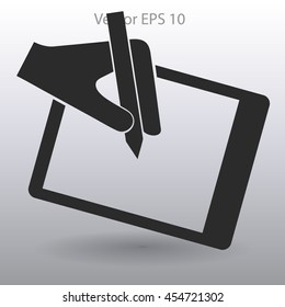 Drawing on a graphic tablet hand vector