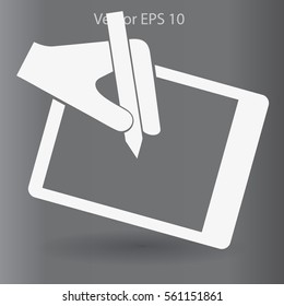 Drawing on a graphic tablet hand vector