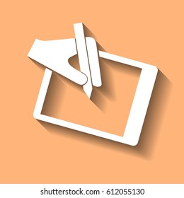 Drawing on a graphic tablet hand vector