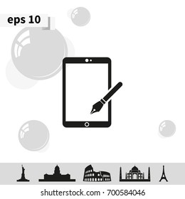 Drawing on a graphic tablet icon.