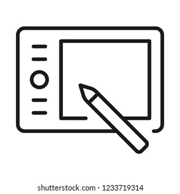 Drawing on a graphics tablet icon. Line style
