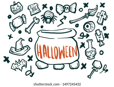 Drawing on Halloween cartoon vector format.