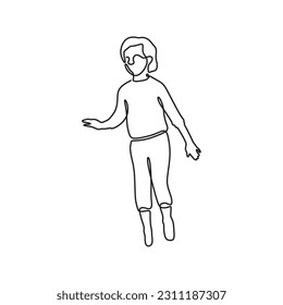 a drawing on line art children black minimalist simple line vector