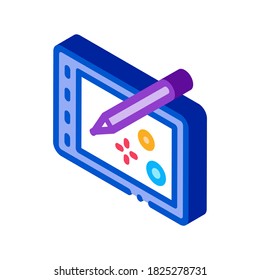 drawing on tablet icon vector. isometric drawing on tablet sign. color isolated symbol illustration