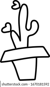 drawing on a white background cacti in a pot. Design for cards, logos, invitations.
