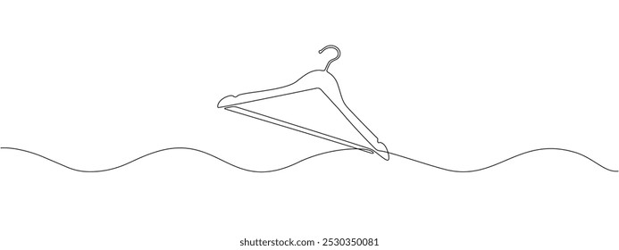 Drawing one continuous line of coat hangers or clothes hangers . Vector editable illustration for fashion design, shoe stores