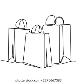 Drawing one continuous line. Elegant women's bag. Linear style