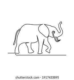 Drawing of one continuous line of elephant animal. Continuous line drawing of elephant animal. Templates for your designs. Vector illustration