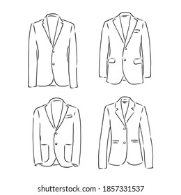Dibujar una línea continua. La chaqueta de los hombres. Estilo lineal, chaqueta de traje gráfico vectorial ilustración