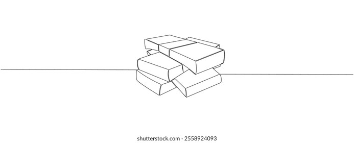 Drawing one continuous line of several stacks of banknotes. Paper money in minimal single line style. Symbol of finance, payments, savings, economy, wealth, credit. Vector editable illustration.