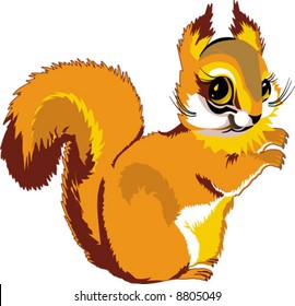a drawing of one funny squirrel isolated on white