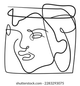 DRAWING WITH ONE LINE IN AESTHETIC FACE WITH DECORATIVE ELEMENTS