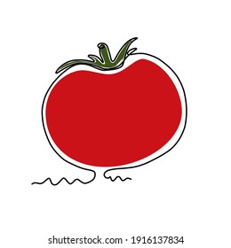 Drawing in the one line style. Tomato.  abstract drawing.  Vegetables.