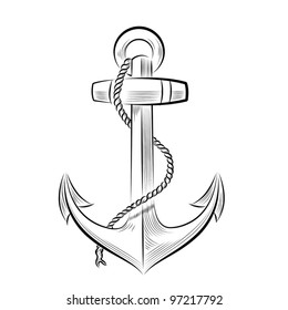 Drawing One-color Anchor. Vector Illustration