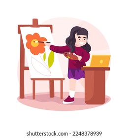 Drawing online class isolated cartoon vector illustration. Sketching lesson, art and crafts summer program, DIY online class, drawing virtual camp, distance education for kids vector cartoon.