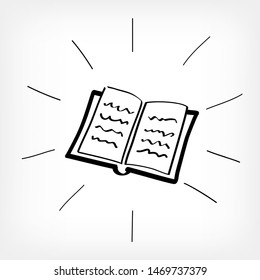Drawing open book on white background. Education sign symbol