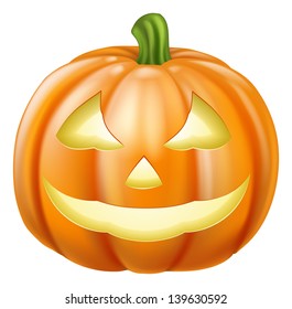 A drawing of an orange carved Halloween pumpkin lantern