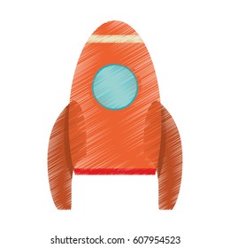 drawing orange rocket space travel