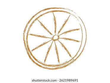 Drawing of an orange slice made with a brush stroke