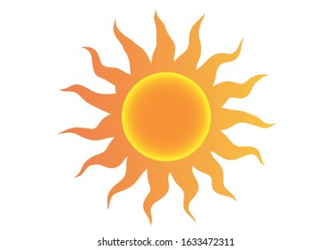 Drawing of an orange sun on a white background.