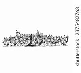 Drawing of orchestra band is performing