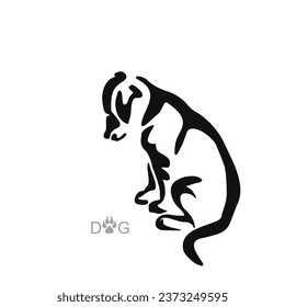 Drawing of an ordinary dog from the street without a breed. Gestalt design of funny pets. Hand drawn vector art