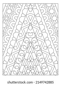 Dibujo de ornamentos dispuestos en formas triangulares. Página de coloreado para adultos. Desintoxicación digital. Anti estrés. EPS8 #537