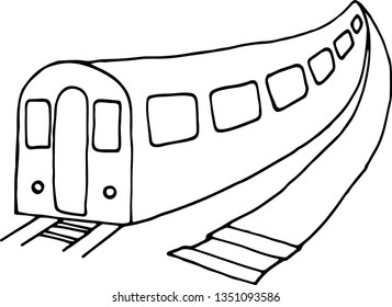 Drawing ouline of the train icon vector. Doodle sketch design. Illustration For decoration.