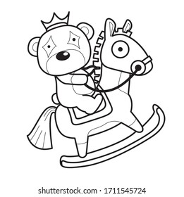 drawing outline cute bear cartoon vector