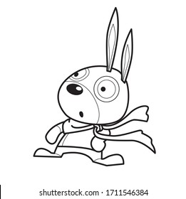 drawing outline cute rabbit cartoon