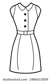 drawing outline of dress coloring vector illustration