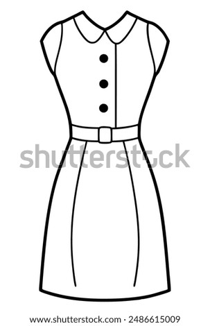 drawing outline of dress coloring vector illustration