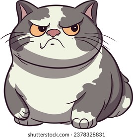 El contorno del dibujo de un gatito chubby gracioso al estilo de las caricaturas 