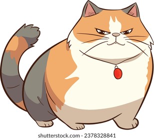 Der Zeichentrickskulptur der lustigen, chubby Katze im Cartoon-Stil 
