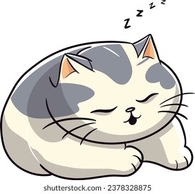 The drawing outline of funny chubby cat in cartoon style 